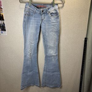 Hydraulic Zoe Skinny Flare Jeans Womens Size 1/2 Blue Low Rise Light Wash Y2K